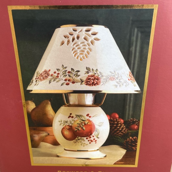 Lenox Boxwood & Pine Pattern Tea Light Lamp Candle Holder in Original Box - Picture 3 of 15
